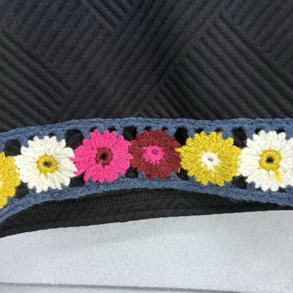 SEE AND BE SEEN Womens Black Textured 2 Piece Wide Leg Crochet Detail Boho SZ 2X - Picture 4 of 16